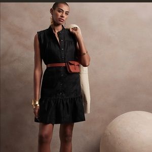 Banana Republic linen flounce dress. Size XL. Black. Never worn. NWT